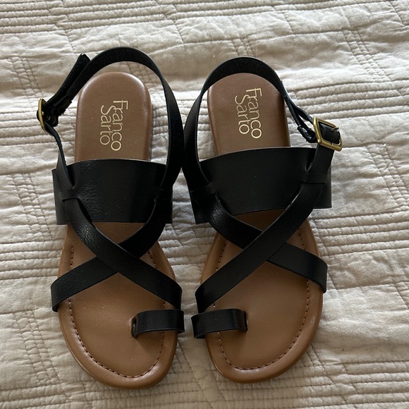Franco Sarto Black Leather Sandals - Picture 1 of 2